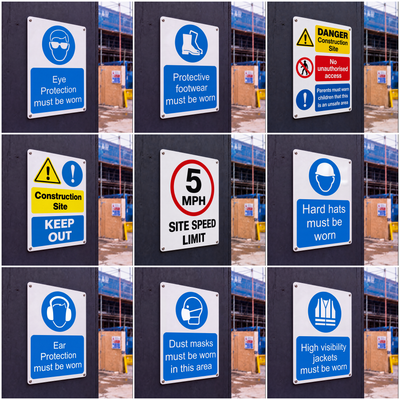 Construction Notice Signs | Made from 3mm Acrylic | ISO 7010 | Small Medium and Large Sizes